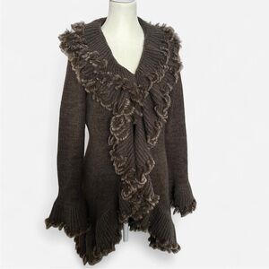 Y2K / early-2000s faux-fur trim cardigan